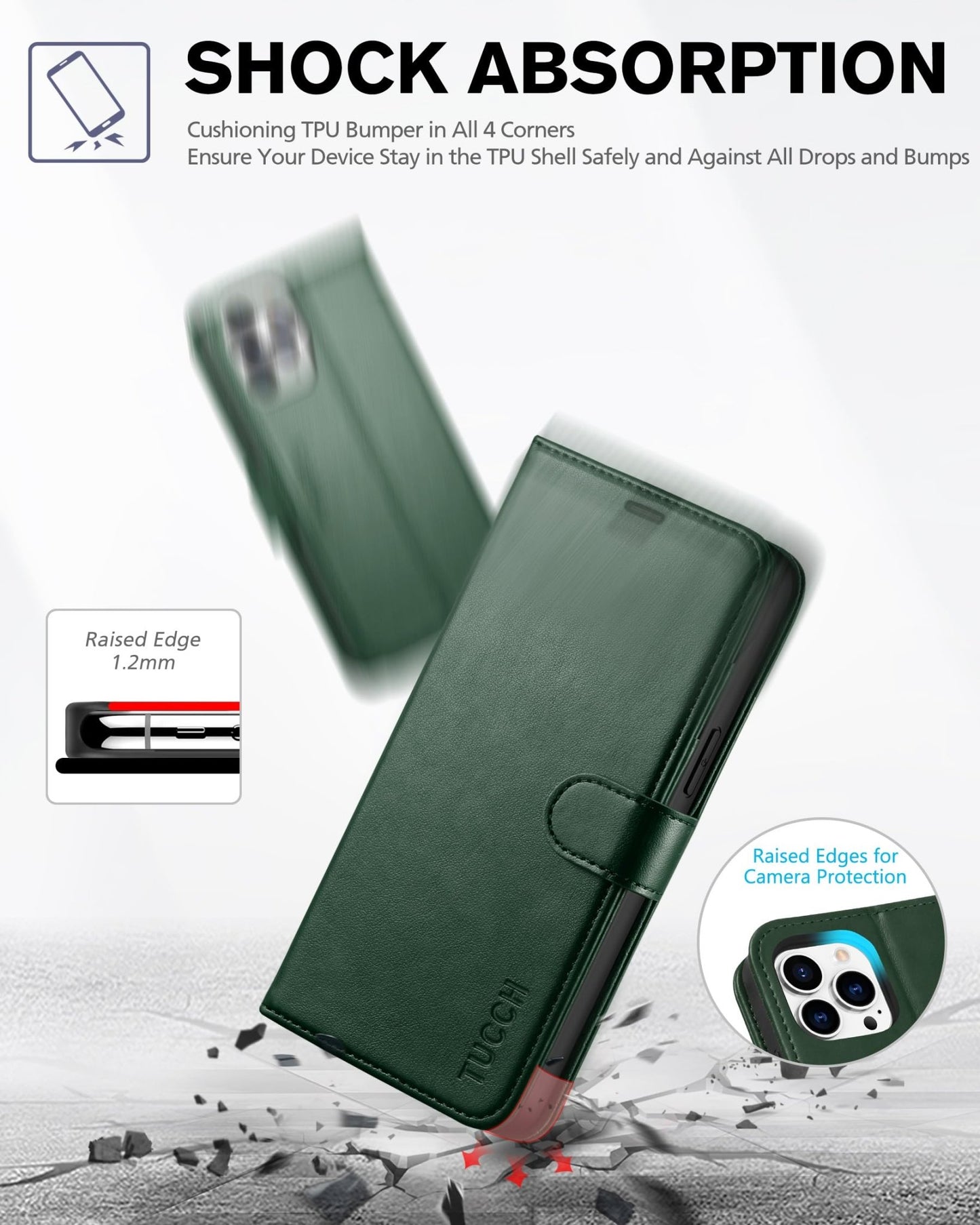 TUCCH Wallet Case Compatible with iPhone 12 Pro Max 5G 6.7", PU Leather Card Slot Kickstand [Protective TPU Interior Case], RFID Blocking Magnetic Flip Cover for iPhone 12 Pro Max 6.7", Black - 7DAY'S