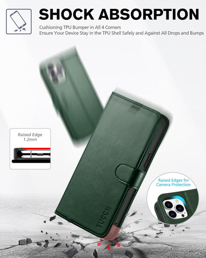 TUCCH Wallet Case Compatible with iPhone 12 Pro Max 5G 6.7", PU Leather Card Slot Kickstand [Protective TPU Interior Case], RFID Blocking Magnetic Flip Cover for iPhone 12 Pro Max 6.7", Black - 7DAY'S