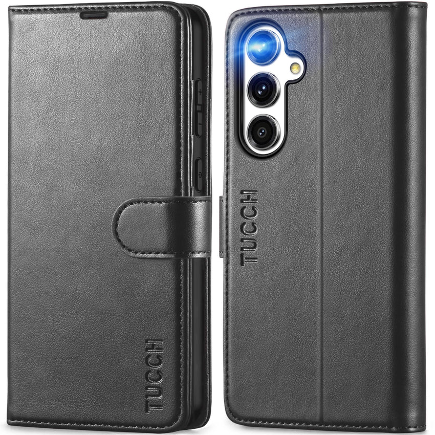 TUCCH Wallet Case for Galaxy S24 FE, with [TPU Shockproof Interior Case] Stand RFID Blocking Card Holder, Magnetic PU Leather Protective Flip Cover Compatible with Galaxy S24 FE, Dark Blue - 7DAY'S