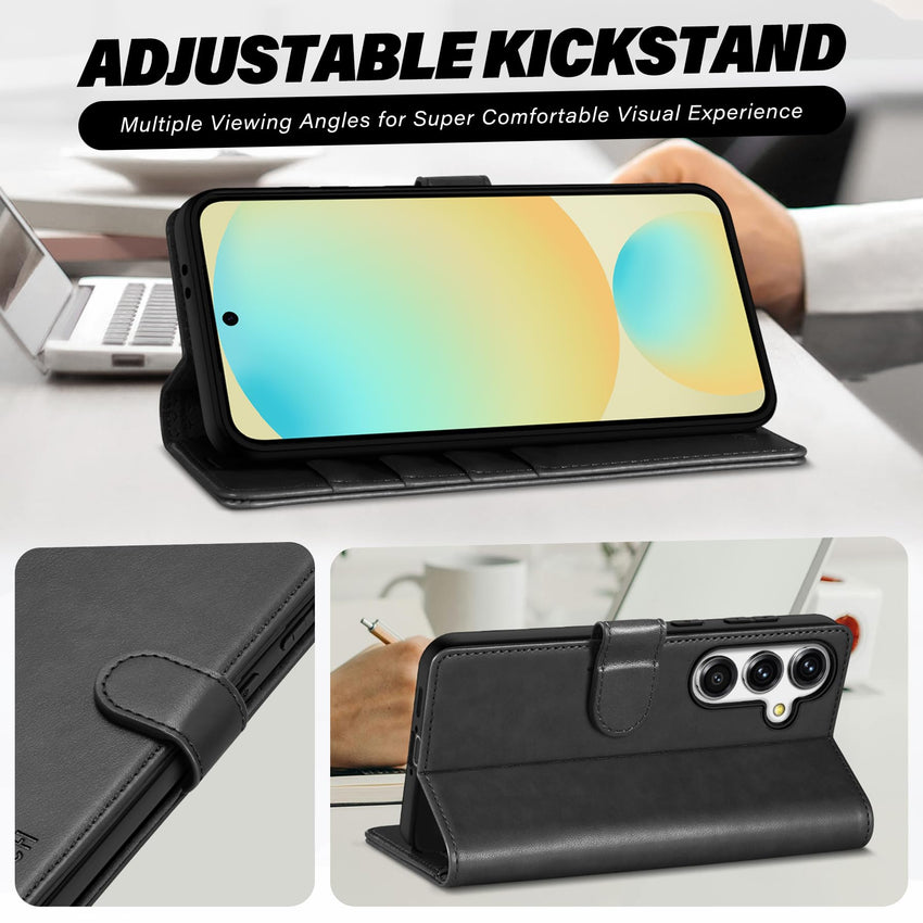TUCCH Wallet Case for Galaxy S24 FE, with [TPU Shockproof Interior Case] Stand RFID Blocking Card Holder, Magnetic PU Leather Protective Flip Cover Compatible with Galaxy S24 FE, Dark Blue - 7DAY'S