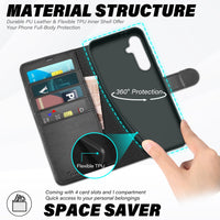 TUCCH Wallet Case for Galaxy S24 FE, with [TPU Shockproof Interior Case] Stand RFID Blocking Card Holder, Magnetic PU Leather Protective Flip Cover Compatible with Galaxy S24 FE, Dark Blue - 7DAY'S