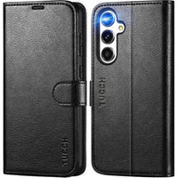 TUCCH Wallet Case for Galaxy S24 FE, with [TPU Shockproof Interior Case] Stand RFID Blocking Card Holder, Magnetic PU Leather Protective Flip Cover Compatible with Galaxy S24 FE, Dark Blue - 7DAY'S