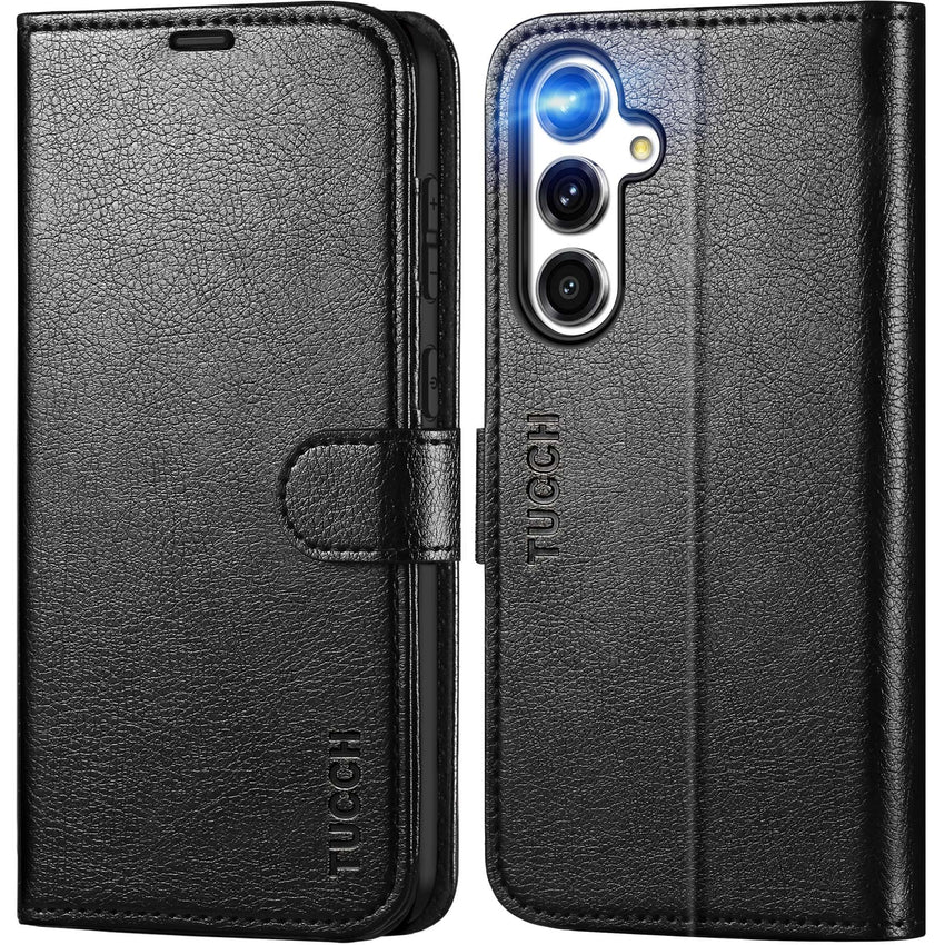 TUCCH Wallet Case for Galaxy S24 FE, with [TPU Shockproof Interior Case] Stand RFID Blocking Card Holder, Magnetic PU Leather Protective Flip Cover Compatible with Galaxy S24 FE, Dark Blue - 7DAY'S