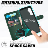 TUCCH Wallet Case for Galaxy S24 FE, with [TPU Shockproof Interior Case] Stand RFID Blocking Card Holder, Magnetic PU Leather Protective Flip Cover Compatible with Galaxy S24 FE, Dark Blue - 7DAY'S