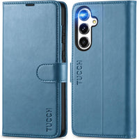 TUCCH Wallet Case for Galaxy S24 FE, with [TPU Shockproof Interior Case] Stand RFID Blocking Card Holder, Magnetic PU Leather Protective Flip Cover Compatible with Galaxy S24 FE, Dark Blue - 7DAY'S
