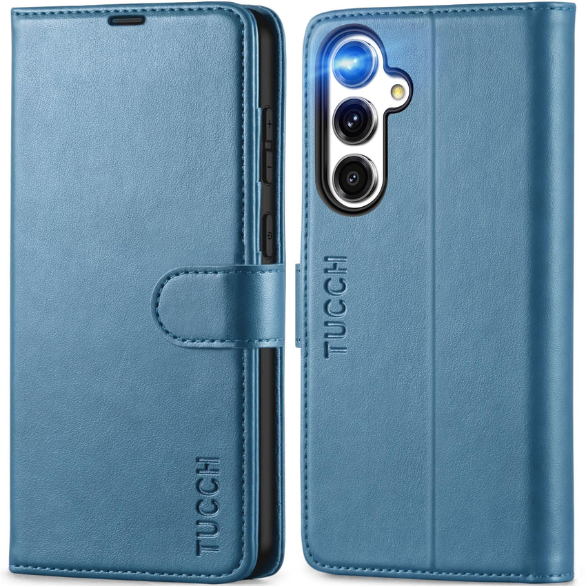 TUCCH Wallet Case for Galaxy S24 FE, with [TPU Shockproof Interior Case] Stand RFID Blocking Card Holder, Magnetic PU Leather Protective Flip Cover Compatible with Galaxy S24 FE, Dark Blue - 7DAY'S