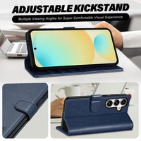 TUCCH Wallet Case for Galaxy S24 FE, with [TPU Shockproof Interior Case] Stand RFID Blocking Card Holder, Magnetic PU Leather Protective Flip Cover Compatible with Galaxy S24 FE, Dark Blue - 7DAY'S