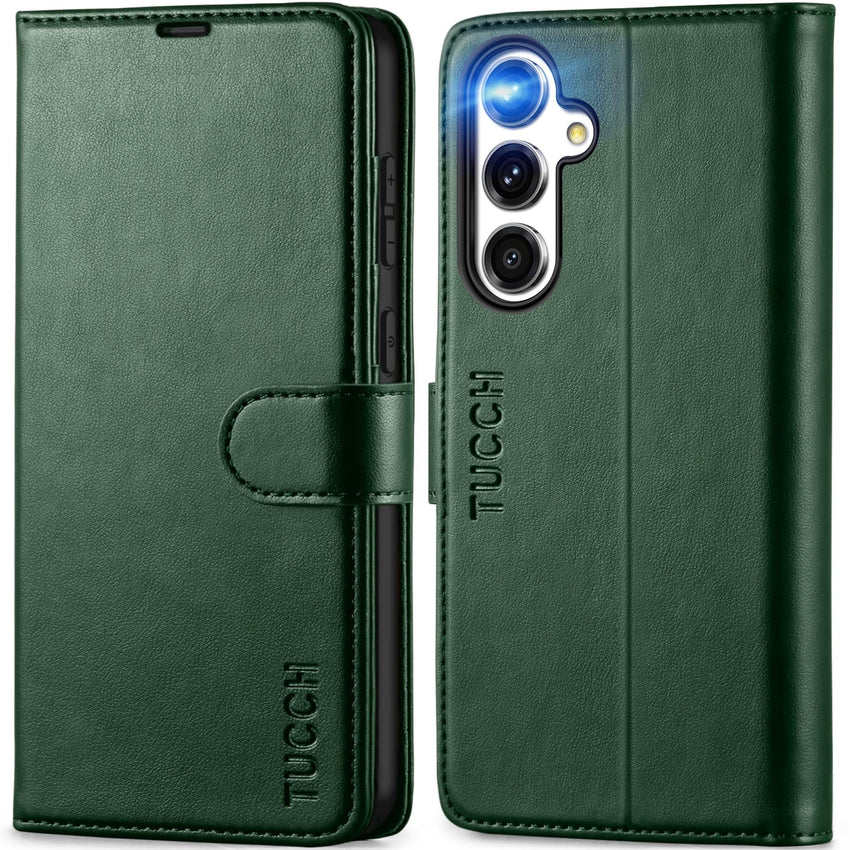 TUCCH Wallet Case for Galaxy S24 FE, with [TPU Shockproof Interior Case] Stand RFID Blocking Card Holder, Magnetic PU Leather Protective Flip Cover Compatible with Galaxy S24 FE, Dark Blue - 7DAY'S
