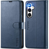 TUCCH Wallet Case for Galaxy S24 FE, with [TPU Shockproof Interior Case] Stand RFID Blocking Card Holder, Magnetic PU Leather Protective Flip Cover Compatible with Galaxy S24 FE, Dark Blue - 7DAY'S