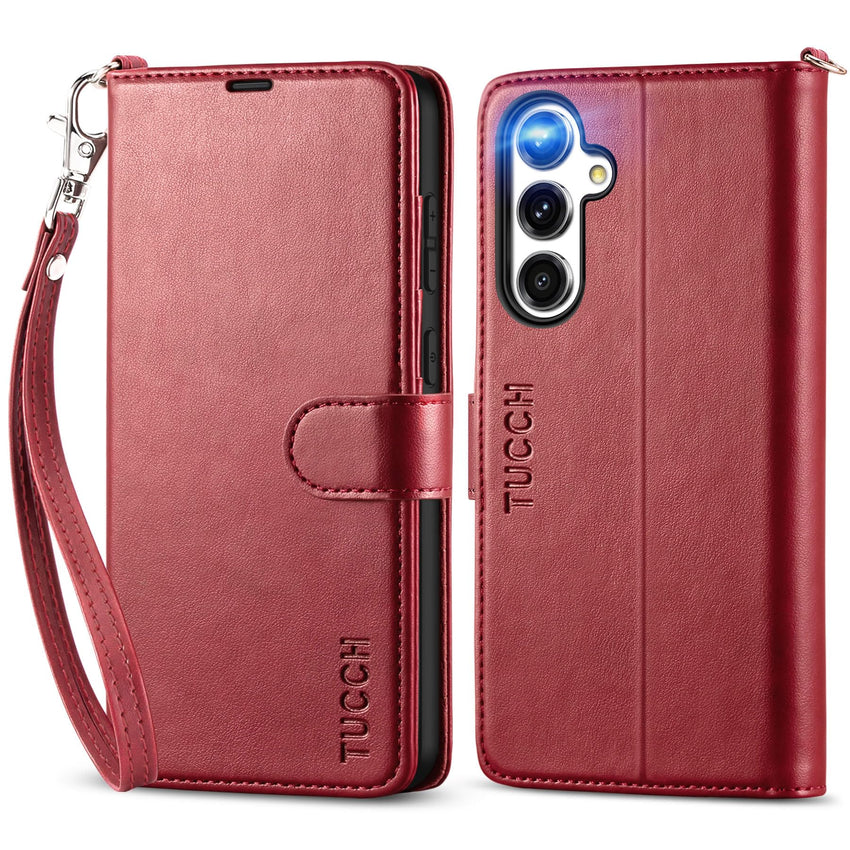 TUCCH Wallet Case for Galaxy S24 FE, with [TPU Shockproof Interior Case] Stand RFID Blocking Card Holder, Magnetic PU Leather Protective Flip Cover Compatible with Galaxy S24 FE, Dark Blue - 7DAY'S