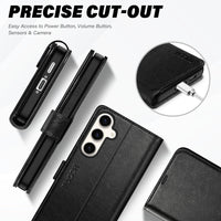 TUCCH Wallet Case for Galaxy S24 FE, with [TPU Shockproof Interior Case] Stand RFID Blocking Card Holder, Magnetic PU Leather Protective Flip Cover Compatible with Galaxy S24 FE, Dark Blue - 7DAY'S