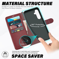 TUCCH Wallet Case for Galaxy S24 FE, with [TPU Shockproof Interior Case] Stand RFID Blocking Card Holder, Magnetic PU Leather Protective Flip Cover Compatible with Galaxy S24 FE, Dark Blue - 7DAY'S