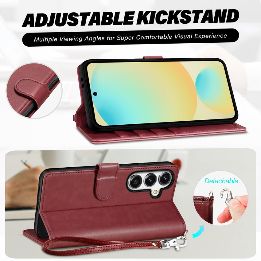 TUCCH Wallet Case for Galaxy S24 FE, with [TPU Shockproof Interior Case] Stand RFID Blocking Card Holder, Magnetic PU Leather Protective Flip Cover Compatible with Galaxy S24 FE, Dark Blue - 7DAY'S