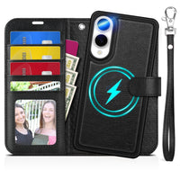 TUCCH Wallet Case for Galaxy S25 Ultra, Removable RFID Blocking [4 Card Slots] Wrist Strap Wireless Charging Kickstand PU Leather Magnetic Detachable Protective Cover for Galaxy S25 Ultra 6.9", Black - 7DAY'S
