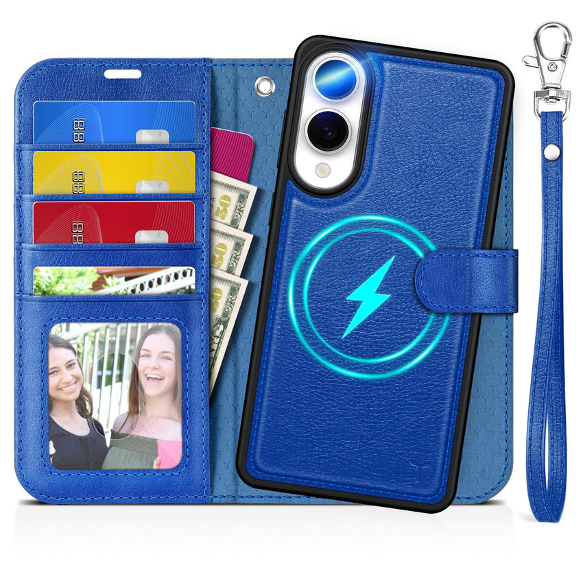TUCCH Wallet Case for Galaxy S25 Ultra, Removable RFID Blocking [4 Card Slots] Wrist Strap Wireless Charging Kickstand PU Leather Magnetic Detachable Protective Cover for Galaxy S25 Ultra 6.9", Black - 7DAY'S