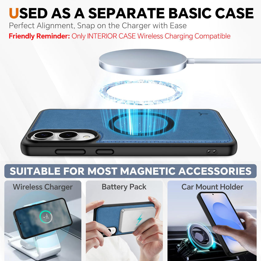 TUCCH Wallet Case for Galaxy S25 Ultra, Removable RFID Blocking [4 Card Slots] Wrist Strap Wireless Charging Kickstand PU Leather Magnetic Detachable Protective Cover for Galaxy S25 Ultra 6.9", Black - 7DAY'S