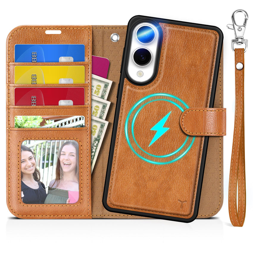 TUCCH Wallet Case for Galaxy S25 Ultra, Removable RFID Blocking [4 Card Slots] Wrist Strap Wireless Charging Kickstand PU Leather Magnetic Detachable Protective Cover for Galaxy S25 Ultra 6.9", Black - 7DAY'S