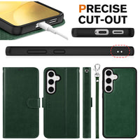 TUCCH Wallet Case for Galaxy S25 Ultra, Removable RFID Blocking [4 Card Slots] Wrist Strap Wireless Charging Kickstand PU Leather Magnetic Detachable Protective Cover for Galaxy S25 Ultra 6.9", Black - 7DAY'S