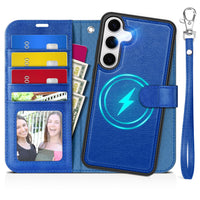TUCCH Wallet Case for Galaxy S25 Ultra, Removable RFID Blocking [4 Card Slots] Wrist Strap Wireless Charging Kickstand PU Leather Magnetic Detachable Protective Cover for Galaxy S25 Ultra 6.9", Black - 7DAY'S