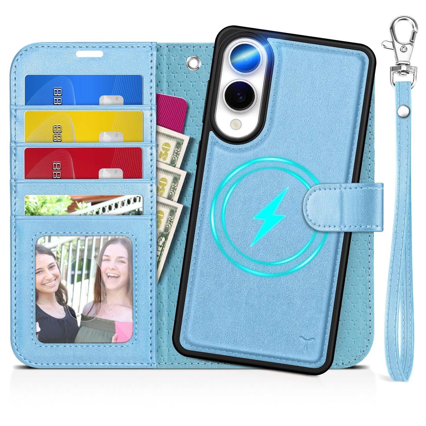 TUCCH Wallet Case for Galaxy S25 Ultra, Removable RFID Blocking [4 Card Slots] Wrist Strap Wireless Charging Kickstand PU Leather Magnetic Detachable Protective Cover for Galaxy S25 Ultra 6.9", Black - 7DAY'S