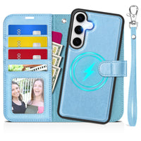 TUCCH Wallet Case for Galaxy S25 Ultra, Removable RFID Blocking [4 Card Slots] Wrist Strap Wireless Charging Kickstand PU Leather Magnetic Detachable Protective Cover for Galaxy S25 Ultra 6.9", Black - 7DAY'S