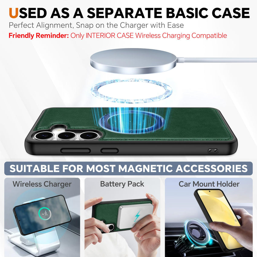 TUCCH Wallet Case for Galaxy S25 Ultra, Removable RFID Blocking [4 Card Slots] Wrist Strap Wireless Charging Kickstand PU Leather Magnetic Detachable Protective Cover for Galaxy S25 Ultra 6.9", Black - 7DAY'S