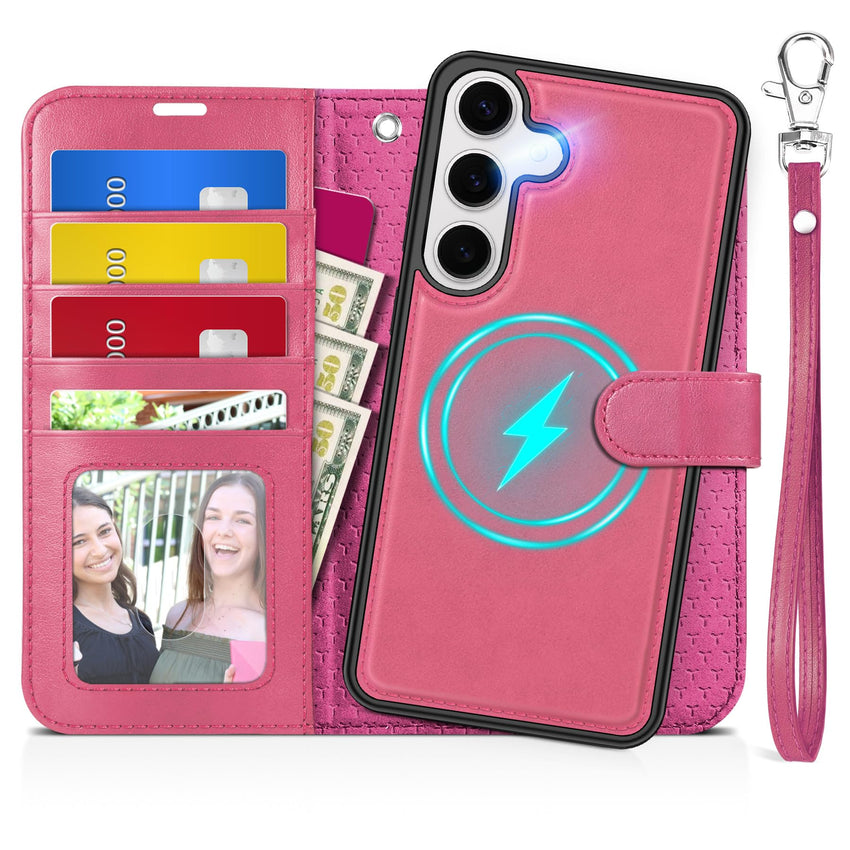 TUCCH Wallet Case for Galaxy S25 Ultra, Removable RFID Blocking [4 Card Slots] Wrist Strap Wireless Charging Kickstand PU Leather Magnetic Detachable Protective Cover for Galaxy S25 Ultra 6.9", Black - 7DAY'S