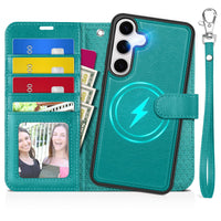 TUCCH Wallet Case for Galaxy S25 Ultra, Removable RFID Blocking [4 Card Slots] Wrist Strap Wireless Charging Kickstand PU Leather Magnetic Detachable Protective Cover for Galaxy S25 Ultra 6.9", Black - 7DAY'S