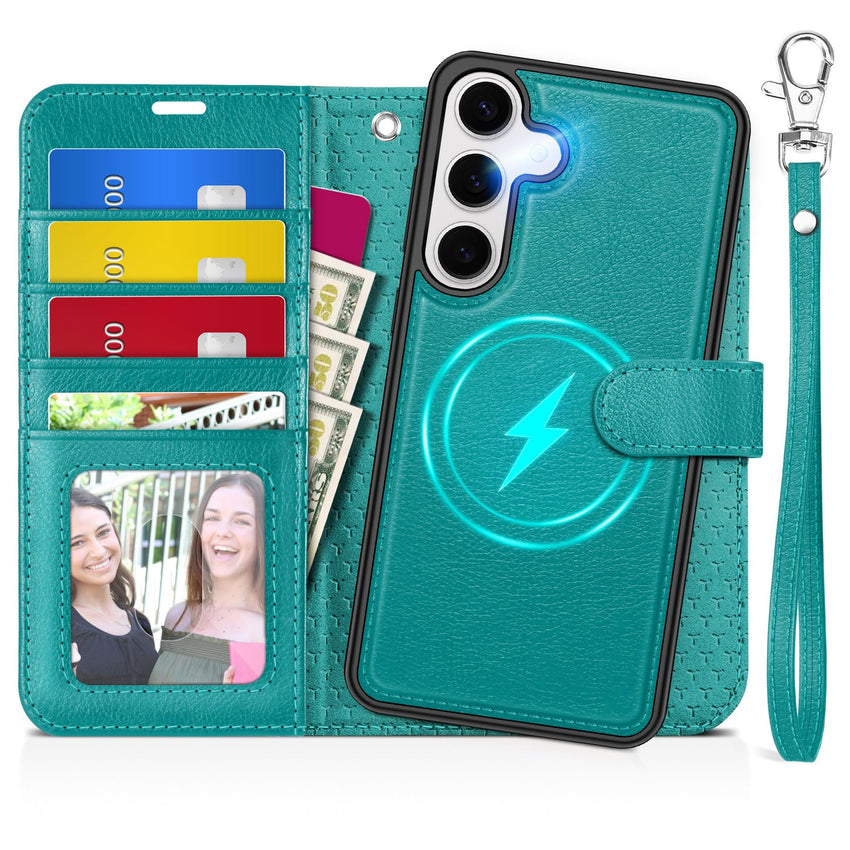 TUCCH Wallet Case for Galaxy S25 Ultra, Removable RFID Blocking [4 Card Slots] Wrist Strap Wireless Charging Kickstand PU Leather Magnetic Detachable Protective Cover for Galaxy S25 Ultra 6.9", Black - 7DAY'S