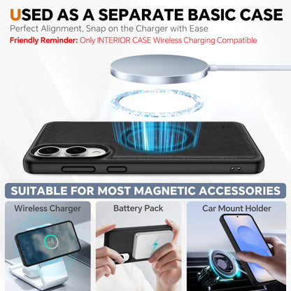 TUCCH Wallet Case for Galaxy S25 Ultra, Removable RFID Blocking [4 Card Slots] Wrist Strap Wireless Charging Kickstand PU Leather Magnetic Detachable Protective Cover for Galaxy S25 Ultra 6.9", Black - 7DAY'S