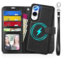 TUCCH Wallet Case for Galaxy S25 Ultra, Removable RFID Blocking [4 Card Slots] Wrist Strap Wireless Charging Kickstand PU Leather Magnetic Detachable Protective Cover for Galaxy S25 Ultra 6.9", Black - 7DAY'S