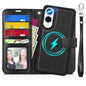 TUCCH Wallet Case for Galaxy S25 Ultra, Removable RFID Blocking [4 Card Slots] Wrist Strap Wireless Charging Kickstand PU Leather Magnetic Detachable Protective Cover for Galaxy S25 Ultra 6.9", Black - 7DAY'S