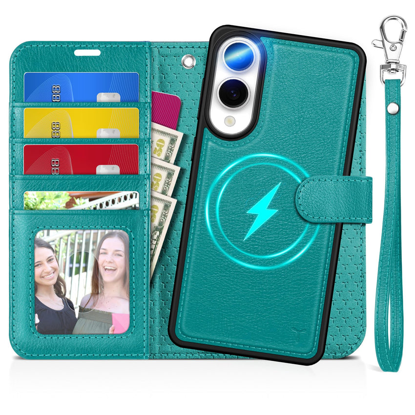 TUCCH Wallet Case for Galaxy S25 Ultra, Removable RFID Blocking [4 Card Slots] Wrist Strap Wireless Charging Kickstand PU Leather Magnetic Detachable Protective Cover for Galaxy S25 Ultra 6.9", Black - 7DAY'S