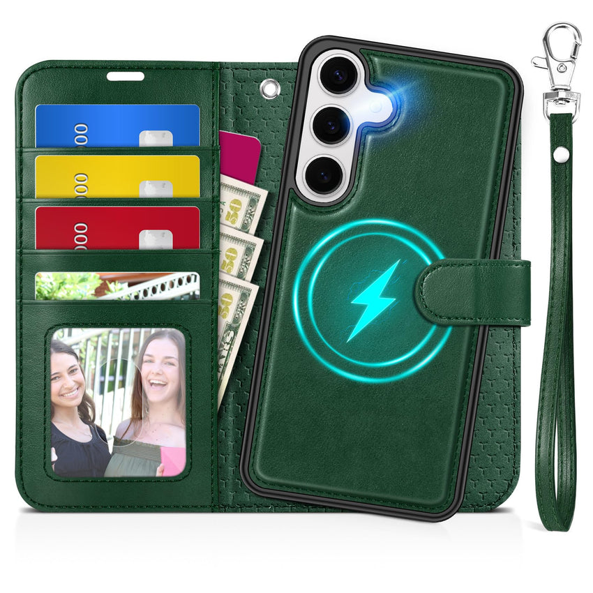 TUCCH Wallet Case for Galaxy S25 Ultra, Removable RFID Blocking [4 Card Slots] Wrist Strap Wireless Charging Kickstand PU Leather Magnetic Detachable Protective Cover for Galaxy S25 Ultra 6.9", Black - 7DAY'S