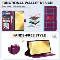 TUCCH Wallet Case for Galaxy S25 Ultra, Removable RFID Blocking [4 Card Slots] Wrist Strap Wireless Charging Kickstand PU Leather Magnetic Detachable Protective Cover for Galaxy S25 Ultra 6.9", Black - 7DAY'S