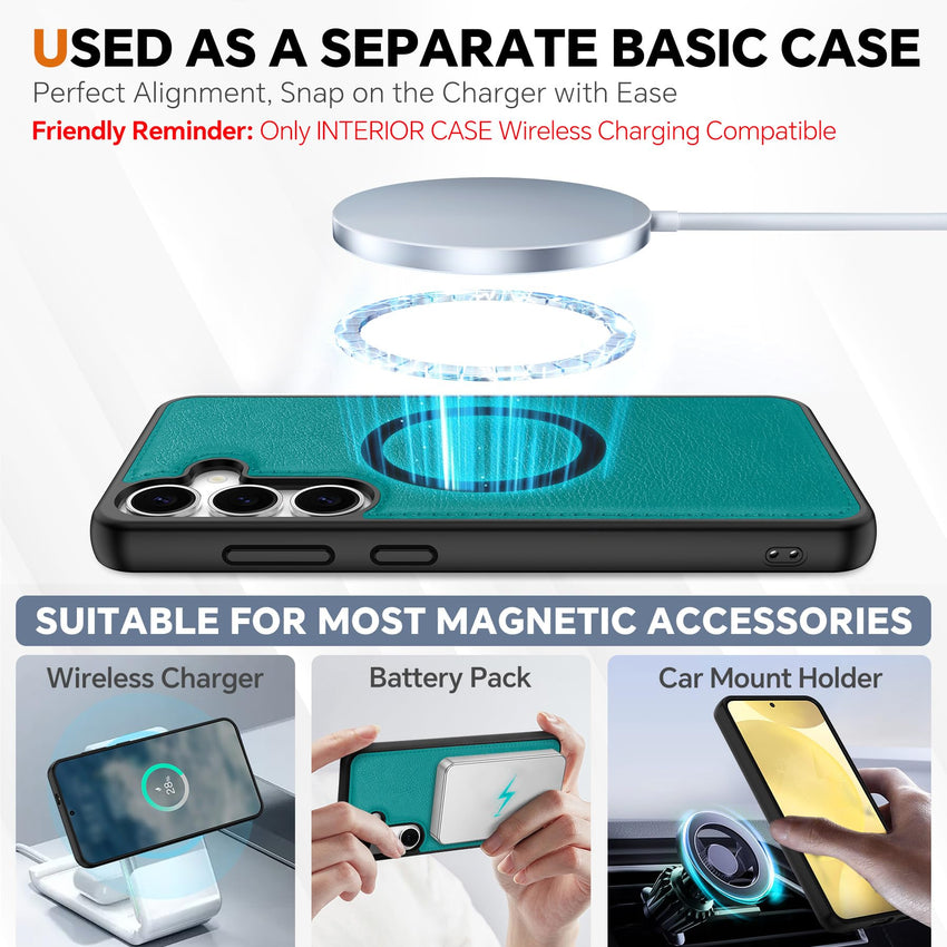 TUCCH Wallet Case for Galaxy S25 Ultra, Removable RFID Blocking [4 Card Slots] Wrist Strap Wireless Charging Kickstand PU Leather Magnetic Detachable Protective Cover for Galaxy S25 Ultra 6.9", Black - 7DAY'S