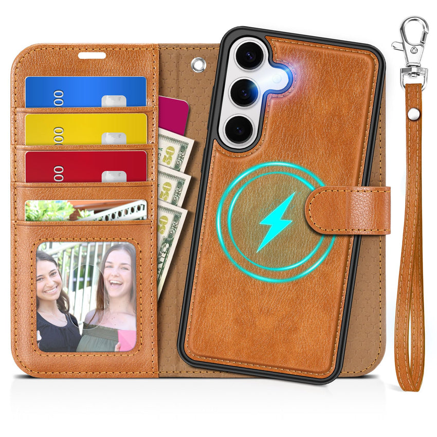 TUCCH Wallet Case for Galaxy S25 Ultra, Removable RFID Blocking [4 Card Slots] Wrist Strap Wireless Charging Kickstand PU Leather Magnetic Detachable Protective Cover for Galaxy S25 Ultra 6.9", Black - 7DAY'S