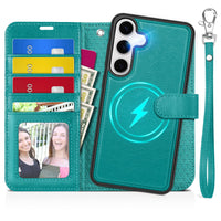 TUCCH Wallet Case for Galaxy S25 Ultra, Removable RFID Blocking [4 Card Slots] Wrist Strap Wireless Charging Kickstand PU Leather Magnetic Detachable Protective Cover for Galaxy S25 Ultra 6.9", Black - 7DAY'S