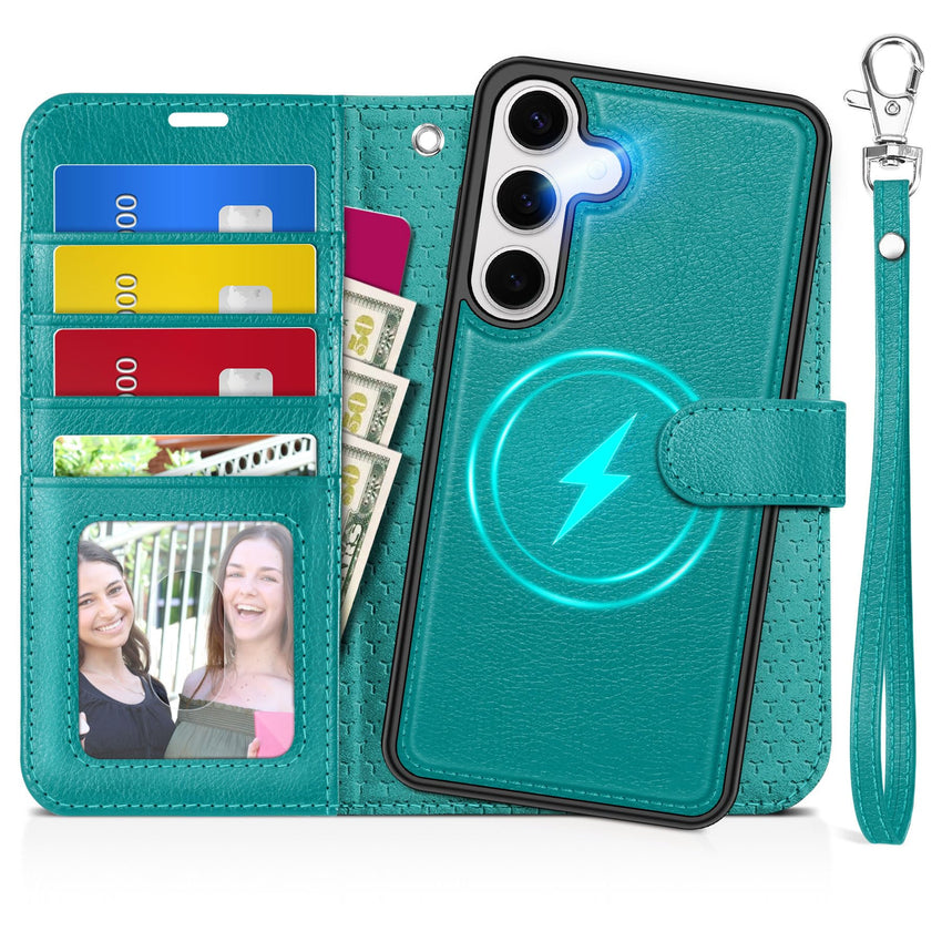 TUCCH Wallet Case for Galaxy S25 Ultra, Removable RFID Blocking [4 Card Slots] Wrist Strap Wireless Charging Kickstand PU Leather Magnetic Detachable Protective Cover for Galaxy S25 Ultra 6.9", Black - 7DAY'S