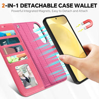 TUCCH Wallet Case for Galaxy S25 Ultra, Removable RFID Blocking [4 Card Slots] Wrist Strap Wireless Charging Kickstand PU Leather Magnetic Detachable Protective Cover for Galaxy S25 Ultra 6.9", Black - 7DAY'S
