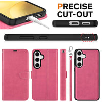 TUCCH Wallet Case for Galaxy S25 Ultra, Removable RFID Blocking [4 Card Slots] Wrist Strap Wireless Charging Kickstand PU Leather Magnetic Detachable Protective Cover for Galaxy S25 Ultra 6.9", Black - 7DAY'S