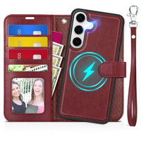 TUCCH Wallet Case for Galaxy S25 Ultra, Removable RFID Blocking [4 Card Slots] Wrist Strap Wireless Charging Kickstand PU Leather Magnetic Detachable Protective Cover for Galaxy S25 Ultra 6.9", Black - 7DAY'S