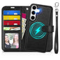 TUCCH Wallet Case for Galaxy S25 Ultra, Removable RFID Blocking [4 Card Slots] Wrist Strap Wireless Charging Kickstand PU Leather Magnetic Detachable Protective Cover for Galaxy S25 Ultra 6.9", Black - 7DAY'S