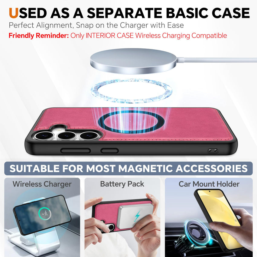 TUCCH Wallet Case for Galaxy S25 Ultra, Removable RFID Blocking [4 Card Slots] Wrist Strap Wireless Charging Kickstand PU Leather Magnetic Detachable Protective Cover for Galaxy S25 Ultra 6.9", Black - 7DAY'S