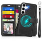 TUCCH Wallet Case for Galaxy S25 Ultra, Removable RFID Blocking [4 Card Slots] Wrist Strap Wireless Charging Kickstand PU Leather Magnetic Detachable Protective Cover for Galaxy S25 Ultra 6.9", Black - 7DAY'S