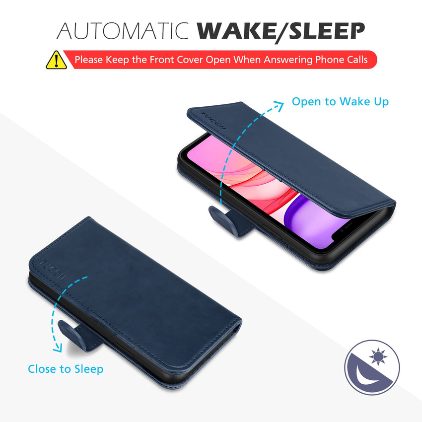 TUCCH Wallet Case for iPhone 11 Pro, Magnetic Auto Wake Sleep RFID Blocking Card Slots [TPU Shockproof Interior Case], PU Leather Stand Flip Cover Compatible with iPhone 11 Pro 5.8 inch, Black - 7DAY'S