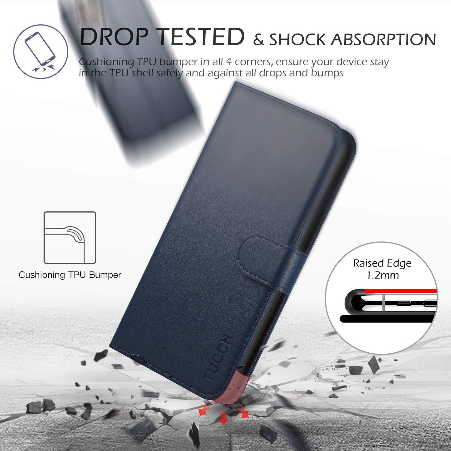 TUCCH Wallet Case for iPhone 11 Pro, Magnetic Auto Wake Sleep RFID Blocking Card Slots [TPU Shockproof Interior Case], PU Leather Stand Flip Cover Compatible with iPhone 11 Pro 5.8 inch, Black - 7DAY'S