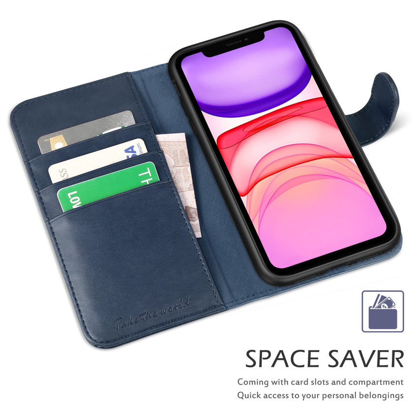 TUCCH Wallet Case for iPhone 11 Pro, Magnetic Auto Wake Sleep RFID Blocking Card Slots [TPU Shockproof Interior Case], PU Leather Stand Flip Cover Compatible with iPhone 11 Pro 5.8 inch, Black - 7DAY'S