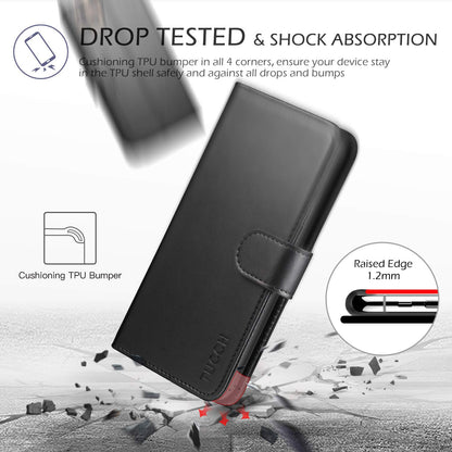 TUCCH Wallet Case for iPhone 11 Pro, Magnetic Auto Wake Sleep RFID Blocking Card Slots [TPU Shockproof Interior Case], PU Leather Stand Flip Cover Compatible with iPhone 11 Pro 5.8 inch, Black - 7DAY'S