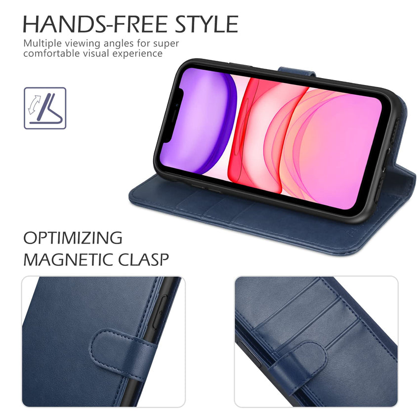 TUCCH Wallet Case for iPhone 11 Pro, Magnetic Auto Wake Sleep RFID Blocking Card Slots [TPU Shockproof Interior Case], PU Leather Stand Flip Cover Compatible with iPhone 11 Pro 5.8 inch, Black - 7DAY'S